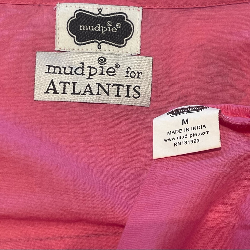 Mudpie for Atlantis Beach Swim Coverup Size M Orange Pink Lace Preowned - Picture 4 of 8
